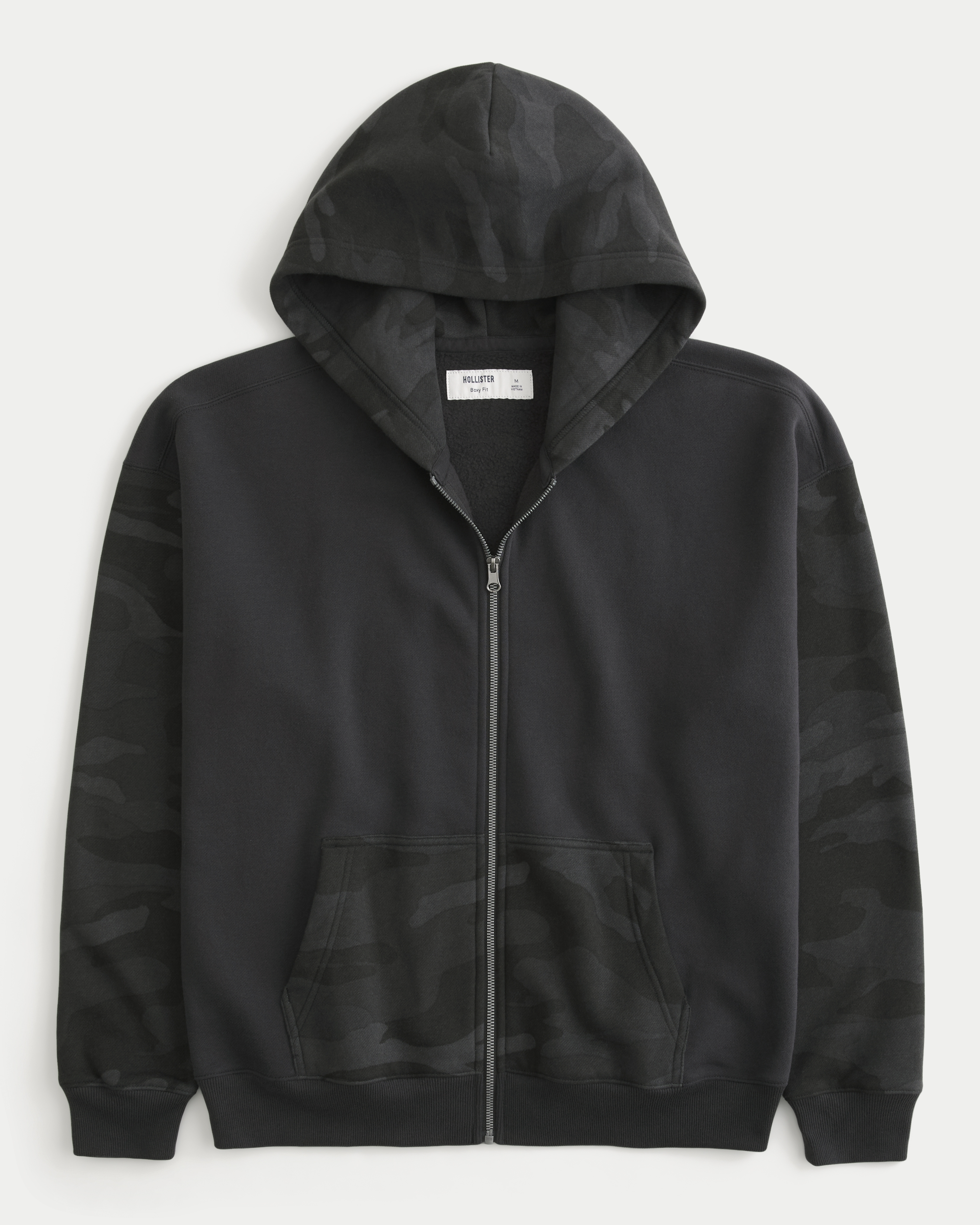 Boxy Camo Zip-Up Hoodie