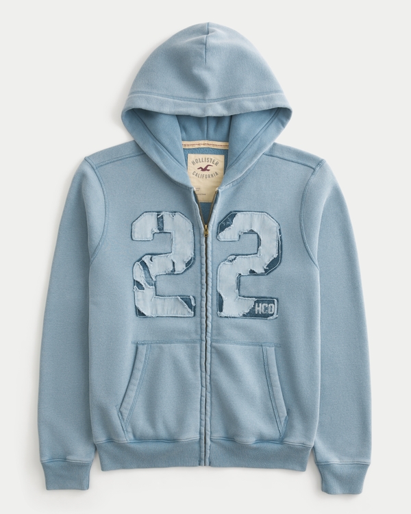 Vault Release Zip-Up Logo Graphic Hoodie, Faded Light Blue view 1