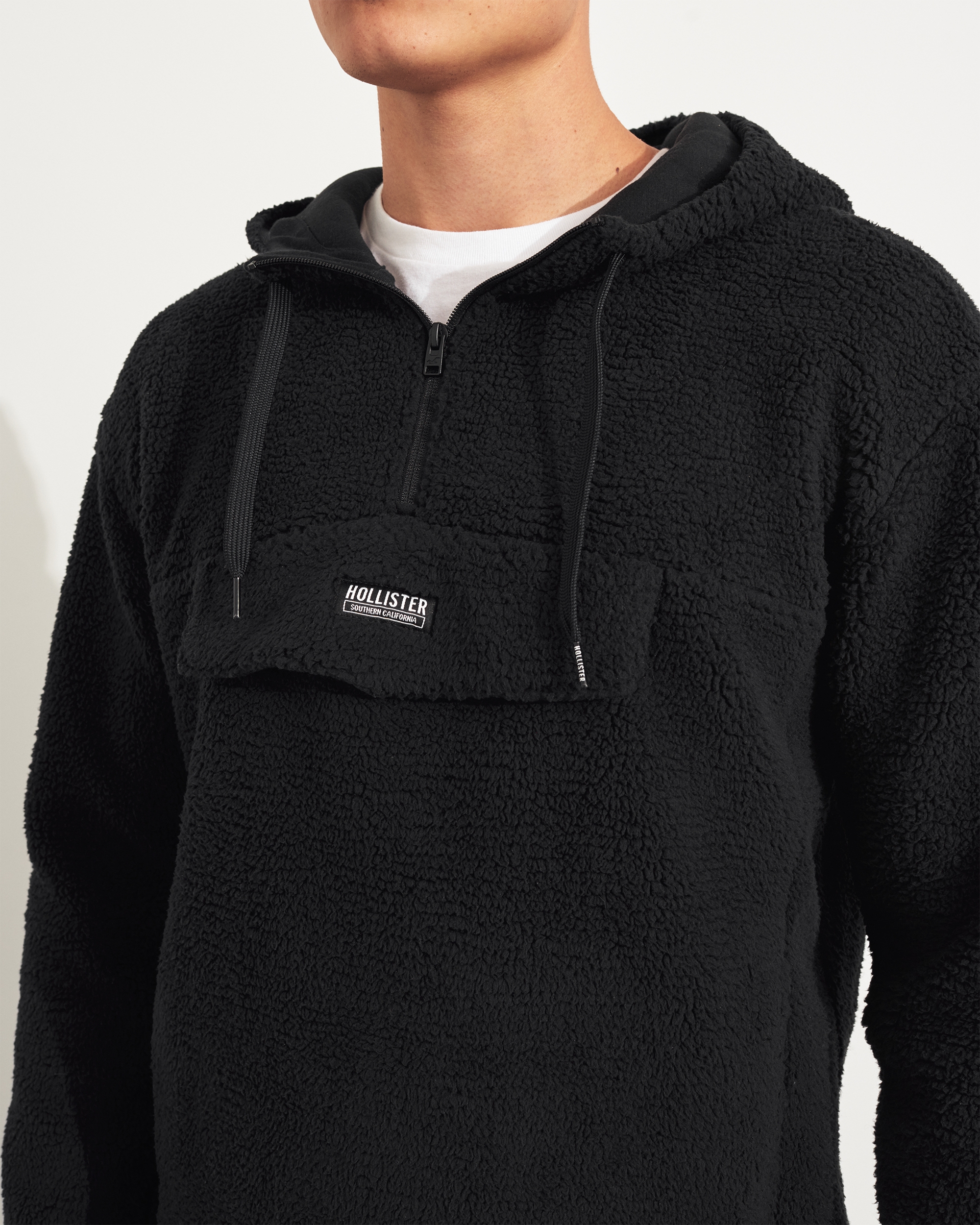 hollister sherpa lined half zip sweatshirt