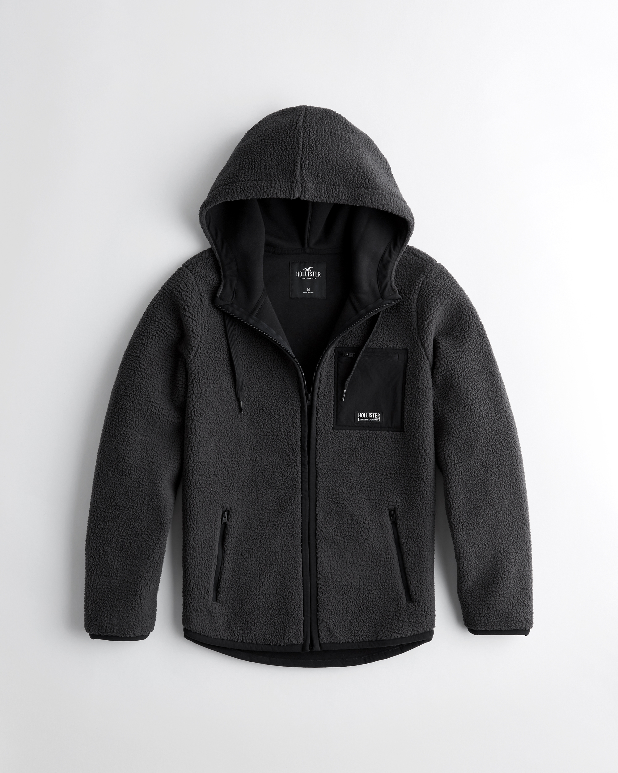 hollister black zip up hoodie