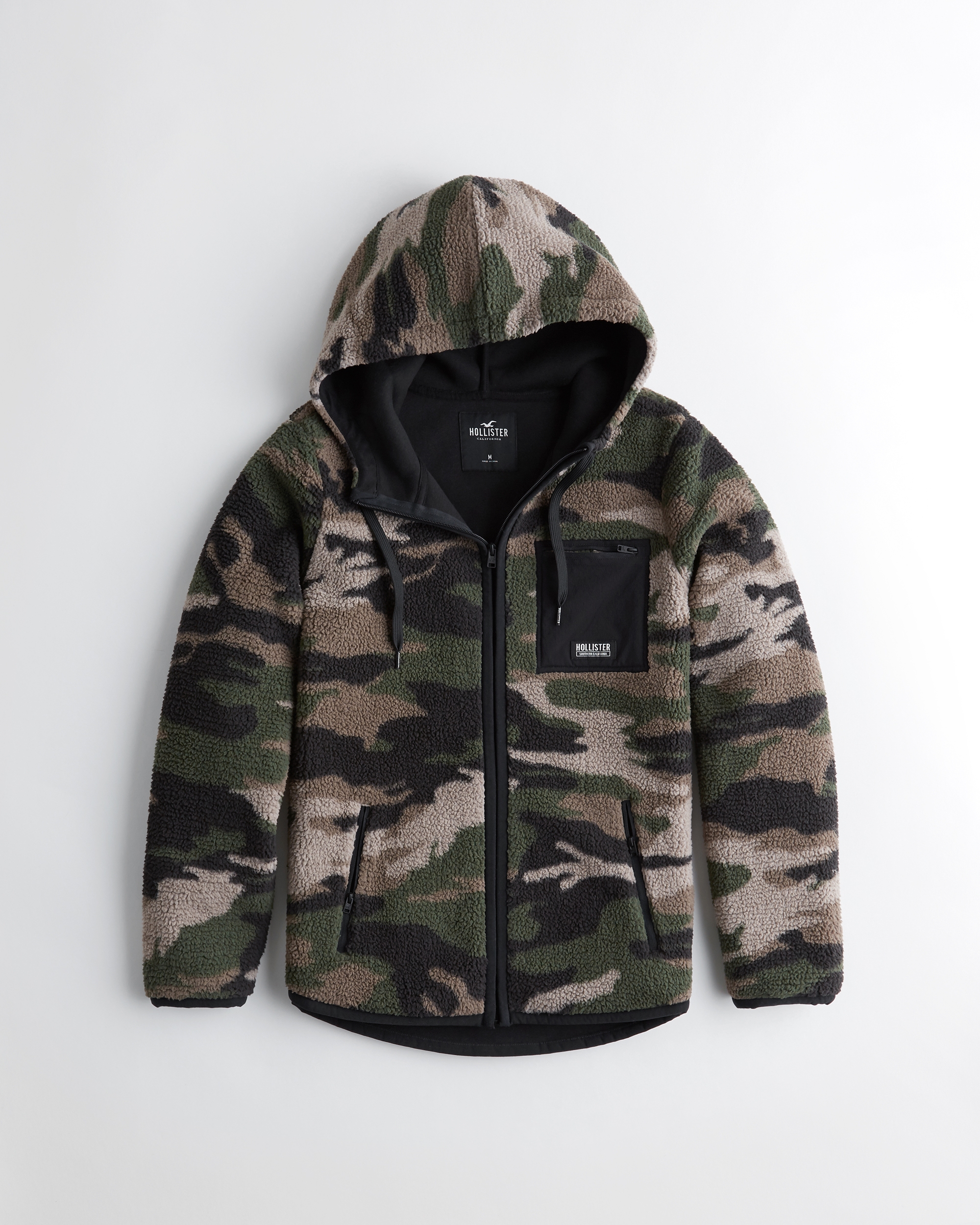 camo fleece zip up jacket