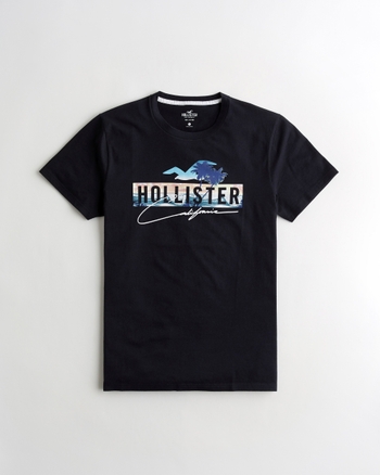 Guys Beach Print Logo Graphic Tee Guys Tops Hollisterco Com