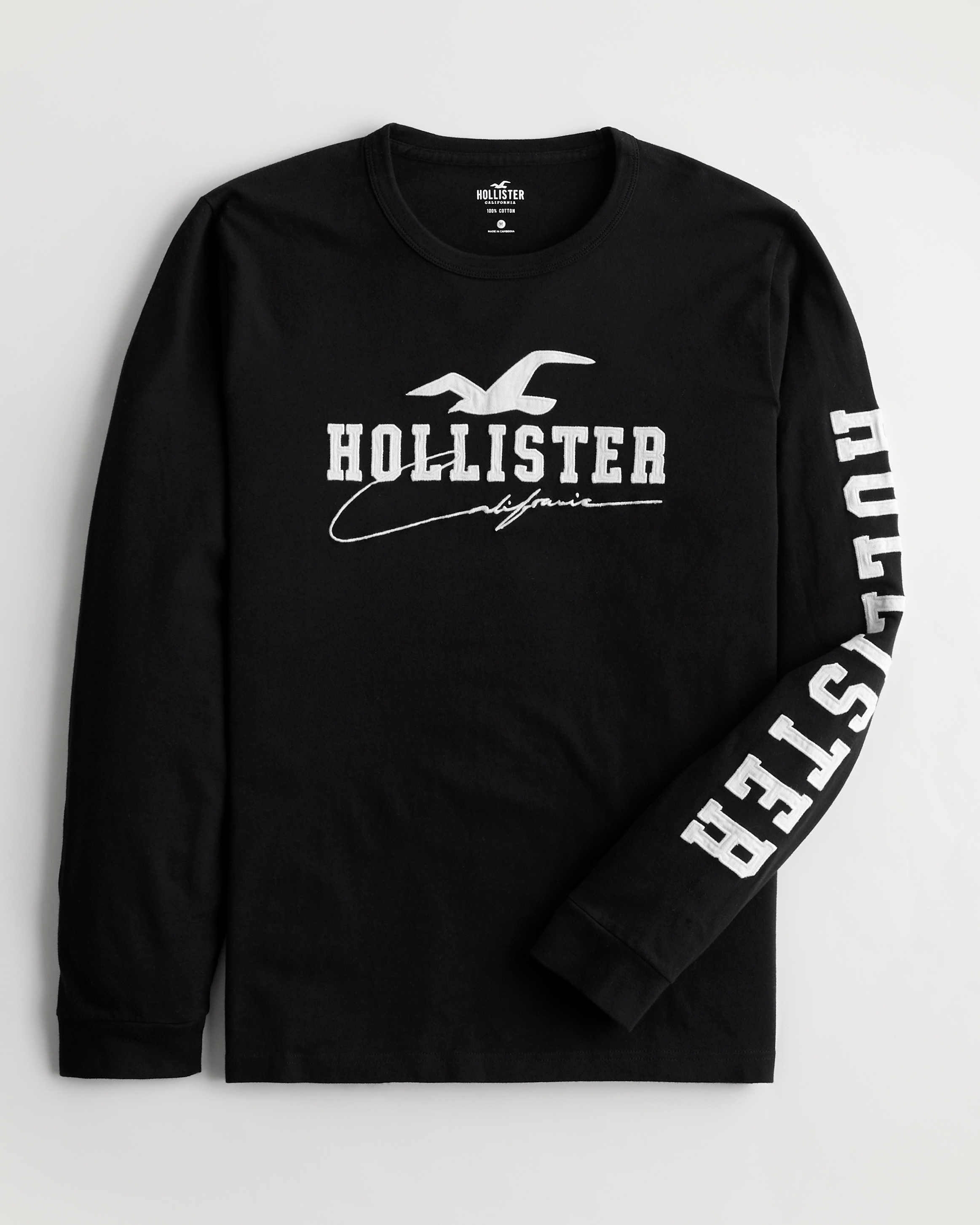 Hollister Long-sleeve Logo Graphic Tee in Grey