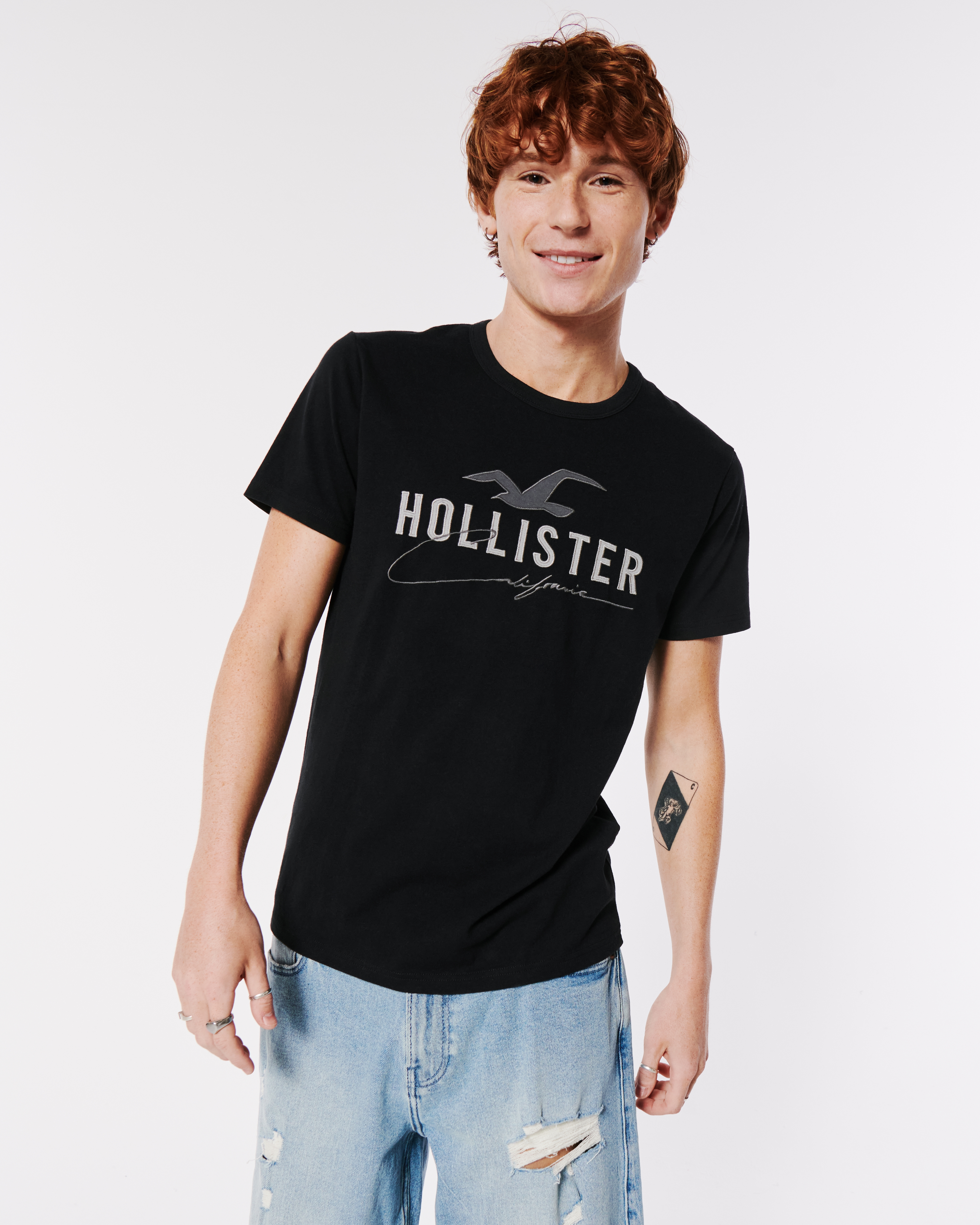 Hollister Embroidered Logo Graphic Tee