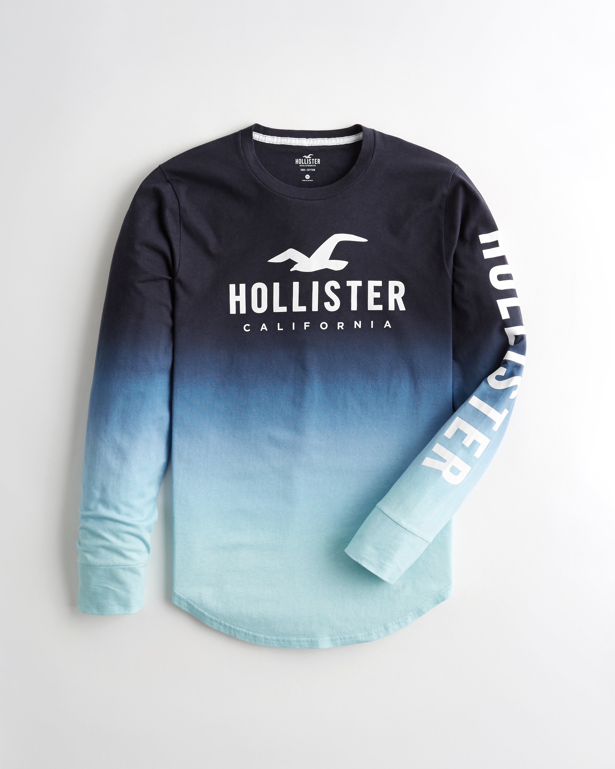 blue long sleeve hollister shirt