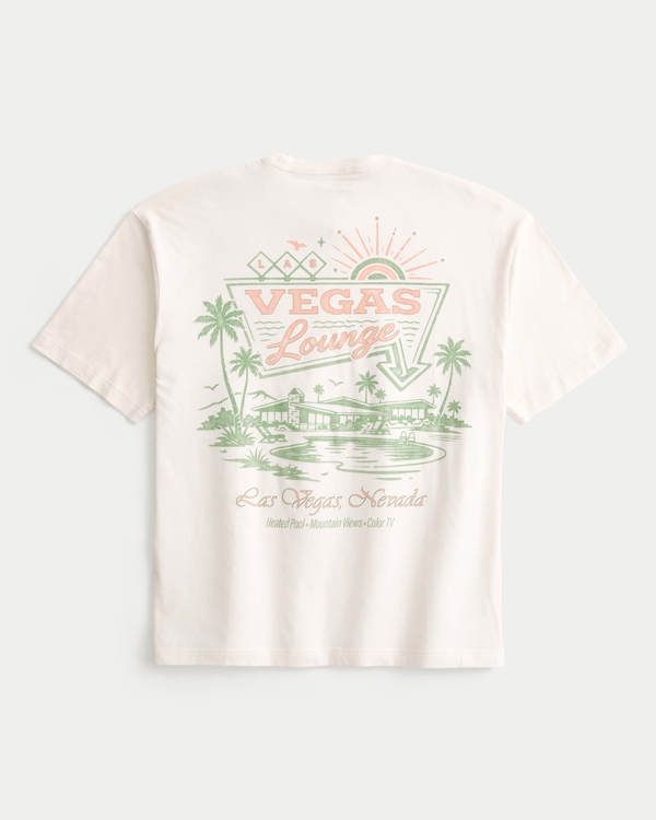 Boxy Vegas Lounge Graphic Tee, Cream view 1