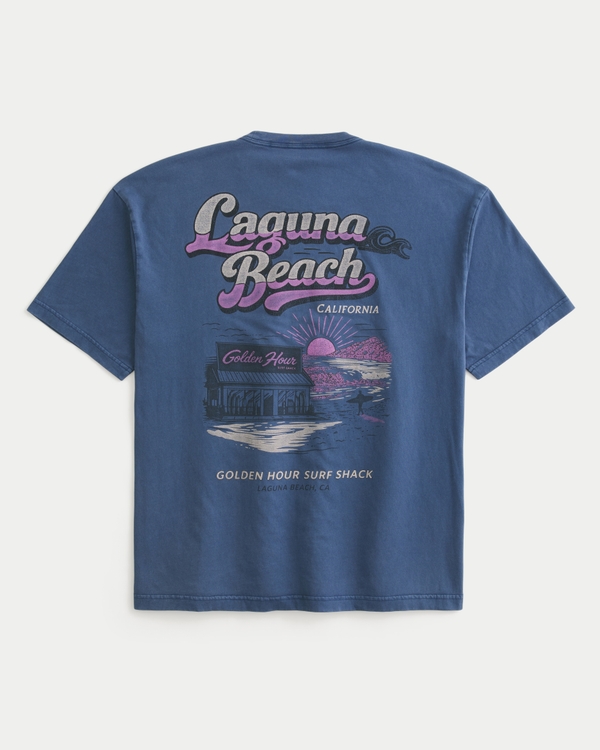 メンズ ボックスシルエット ラグーナビーチ グラフィックTシャツ