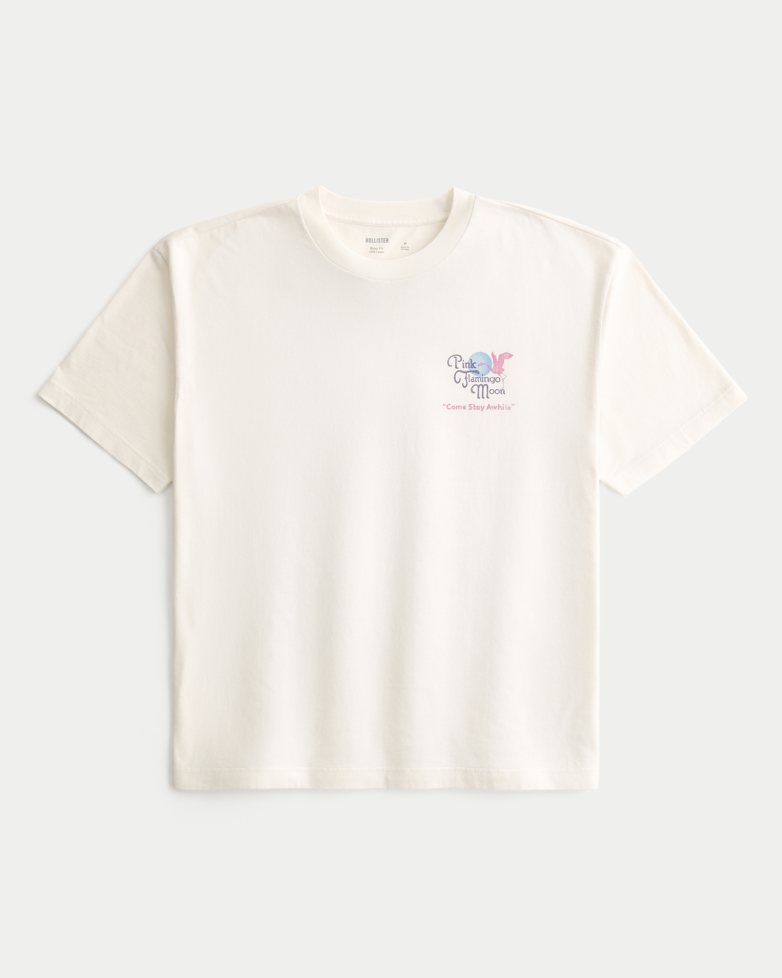 Men's Boxy Cotton Pink Flamingo Moon Graphic Tee | Men's Tops