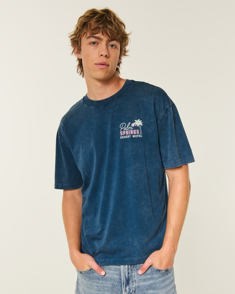 Men's Boxy Cotton Palm Springs Graphic Tee | Men's Tops