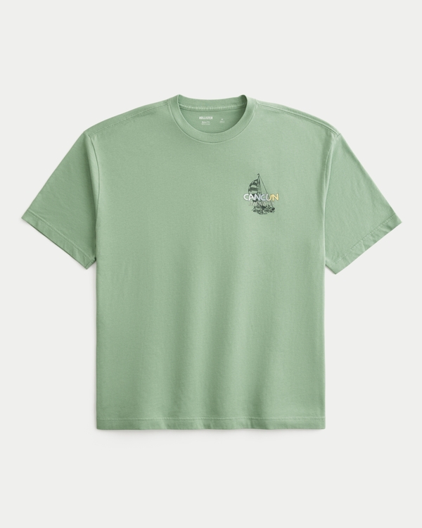 Boxy Cancún Mexico Graphic Tee, Light Green view 2