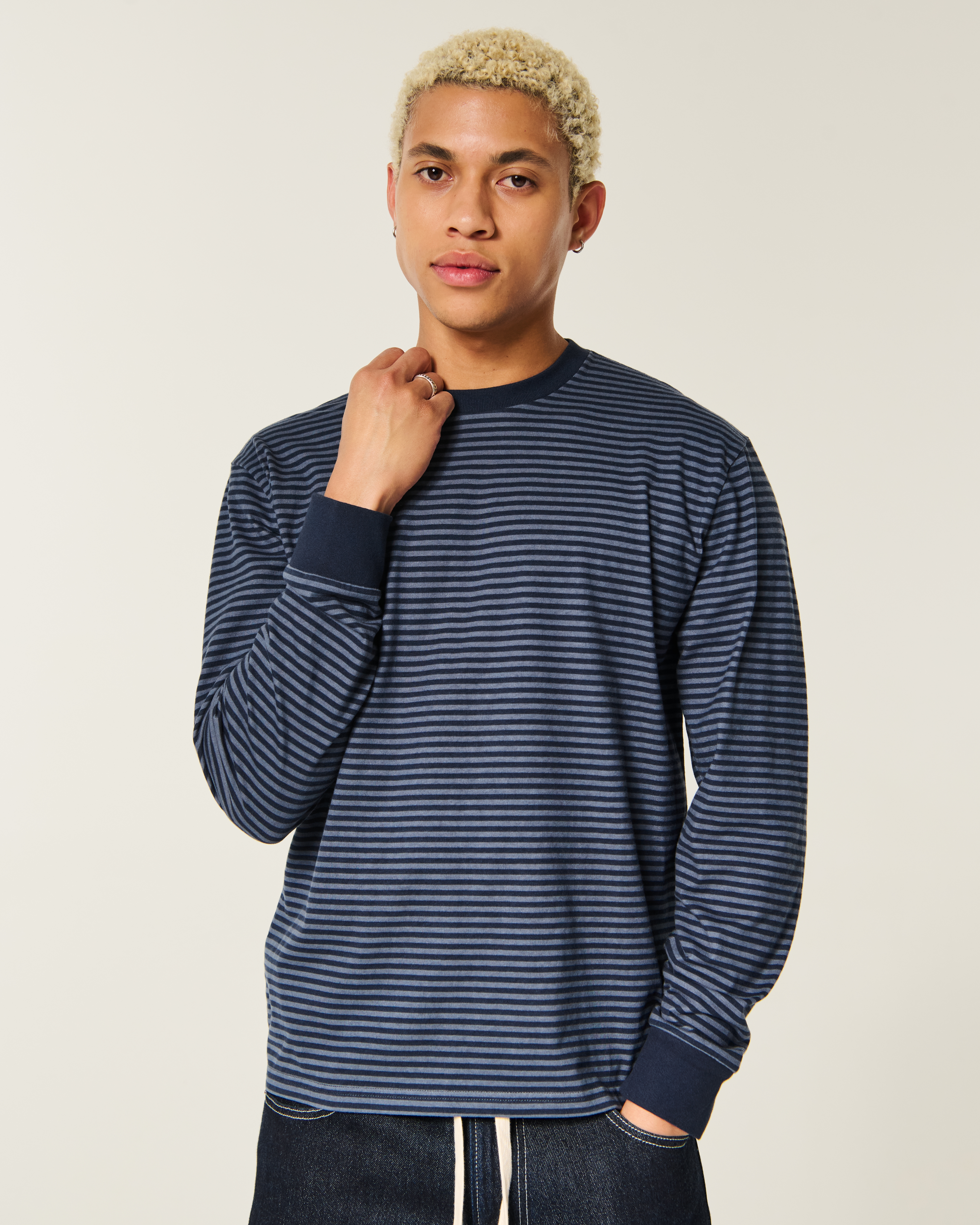 Relaxed Cotton Long-Sleeve Striped Tee