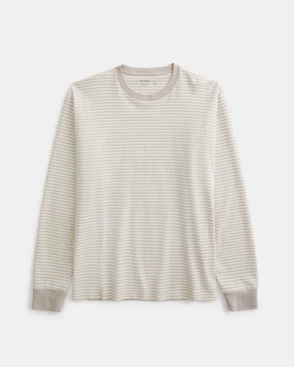 Relaxed Long-Sleeve Crew T-Shirt, Gray Stripe view 1