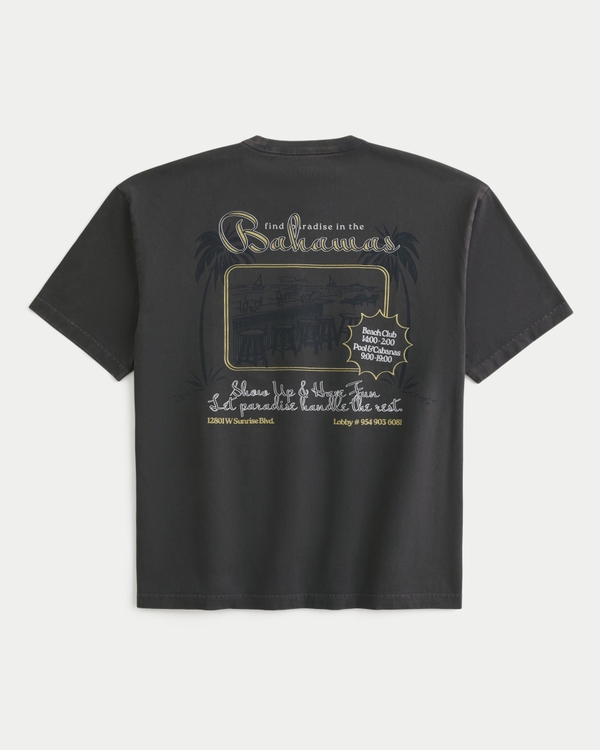 Boxy Heavyweight Bahamas Graphic Tee, Charcoal view 1
