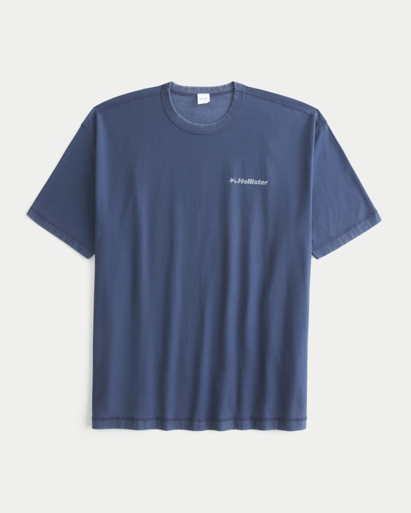 Reversible Cotton Logo Crew T-Shirt, Navy view 1