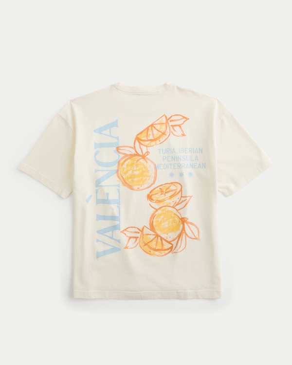 Boxy Heavyweight València Spain Graphic Tee, Cream view 1