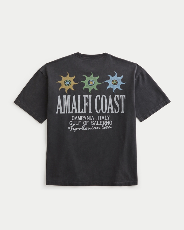 Boxy Heavyweight Amalfi Coast Graphic Tee, Charcoal view 1