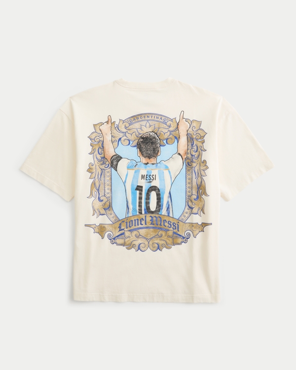 Argentina National Football Team Lionel Messi Graphic Tee, Cream view 1