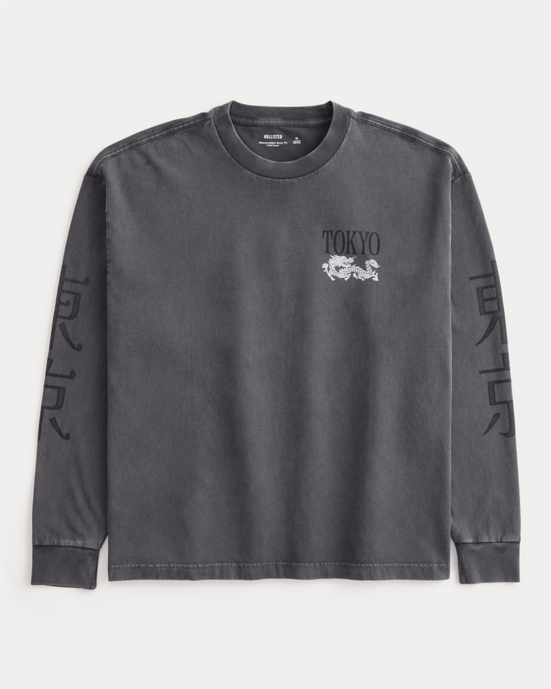 Men's Boxy Heavyweight Long-Sleeve London Graphic Tee | Men's Tops