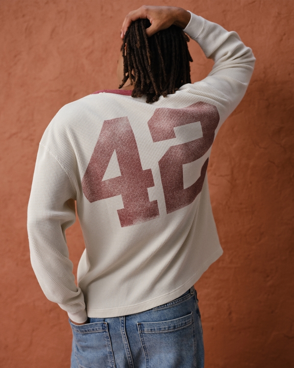 Boxy Long-Sleeve Thermal Malibu Hills Graphic Tee, Stone view 1