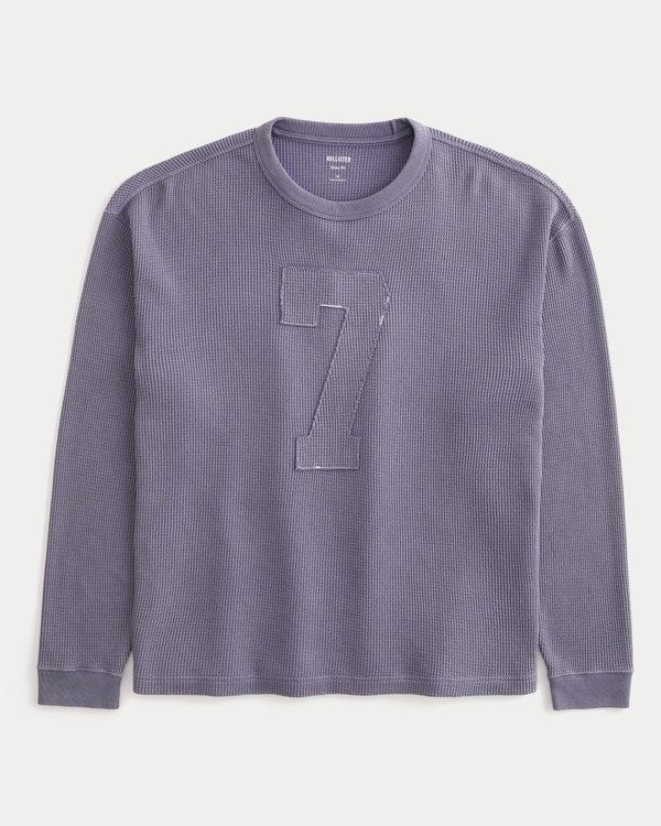 Men's Boxy Long-Sleeve Thermal Number Graphic Tee | Men's Tops