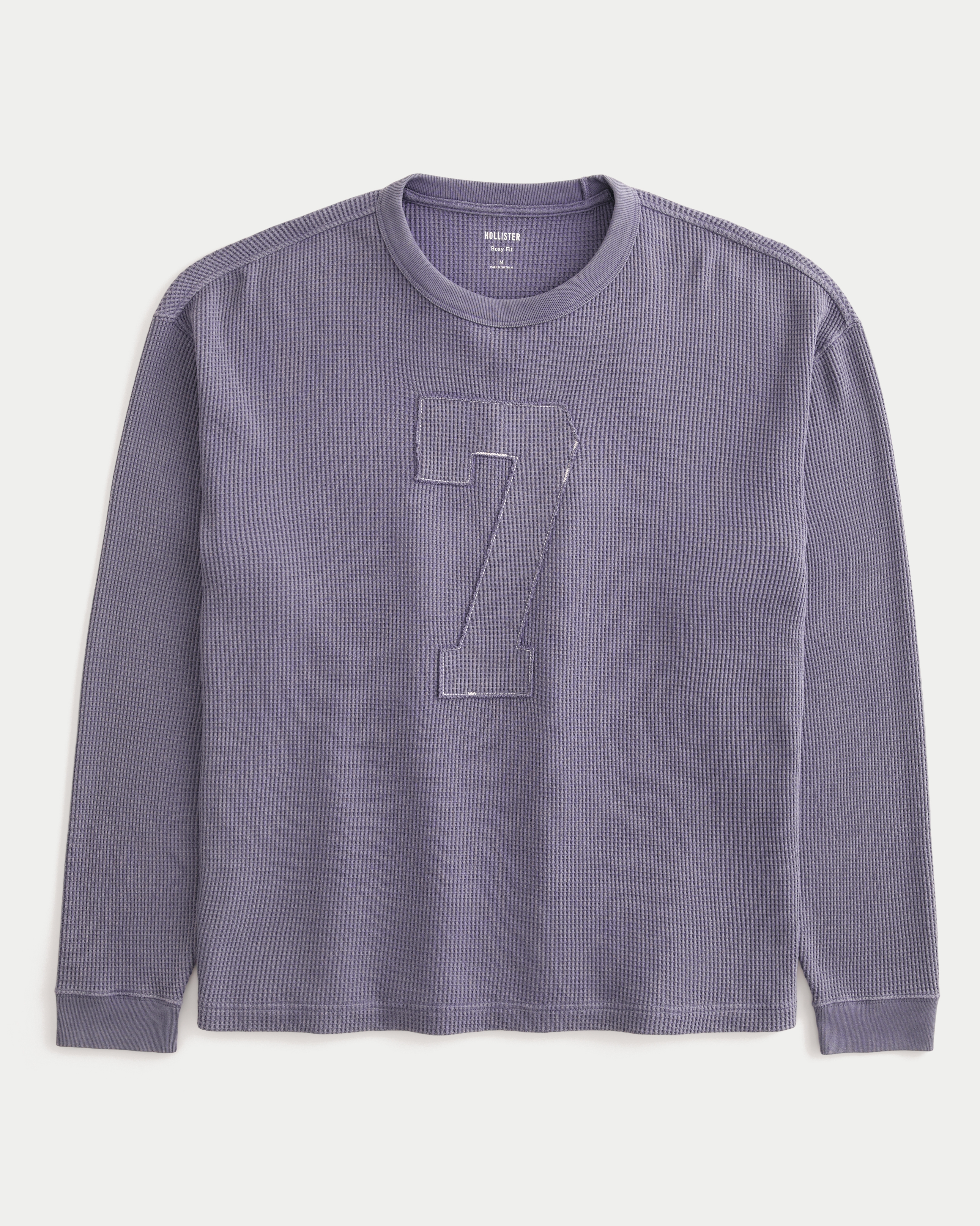 Boxy Long-Sleeve Thermal Number Graphic Tee