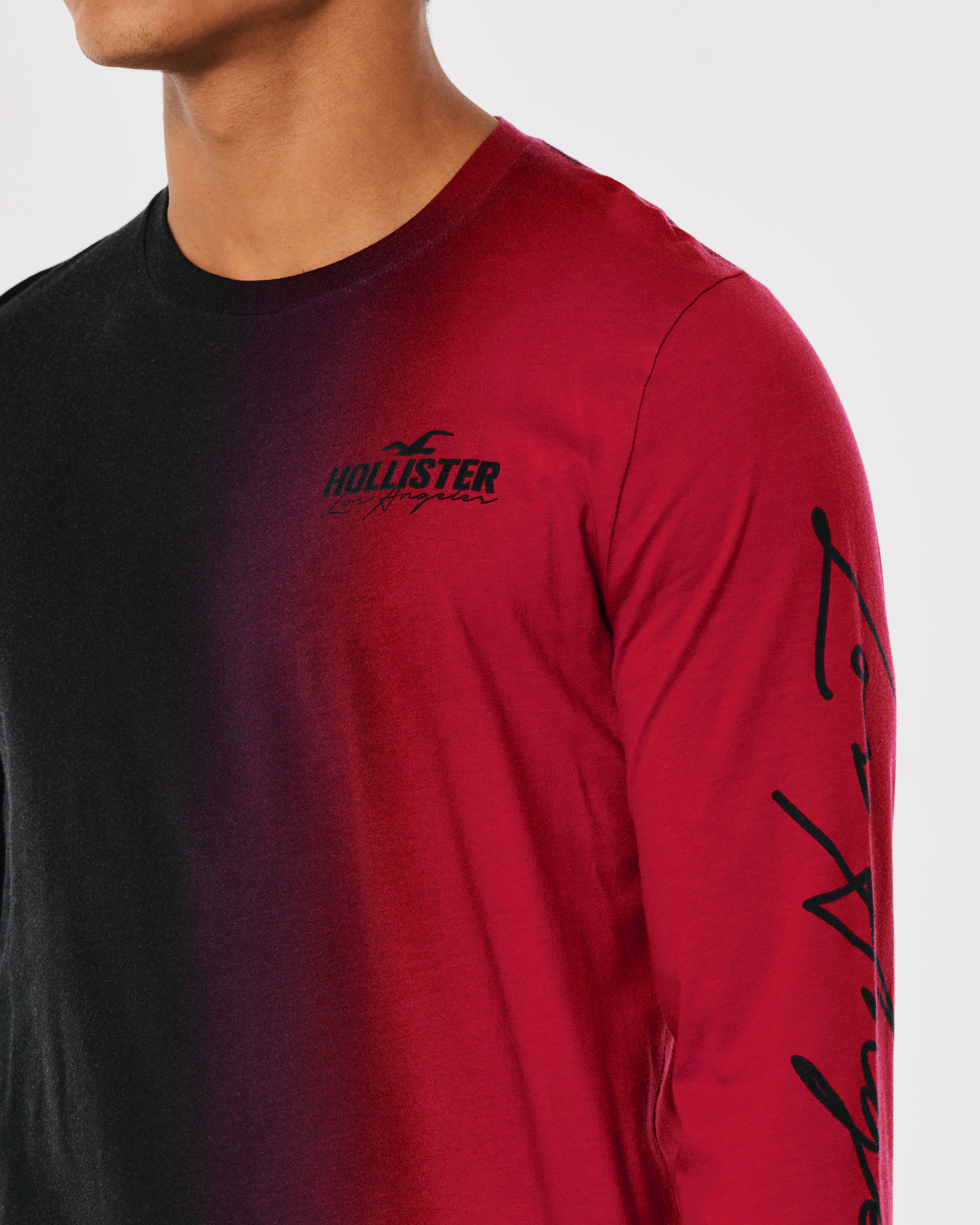 Hollister Long-Sleeve Ombre Print Logo Graphic Tee | Bramalea City