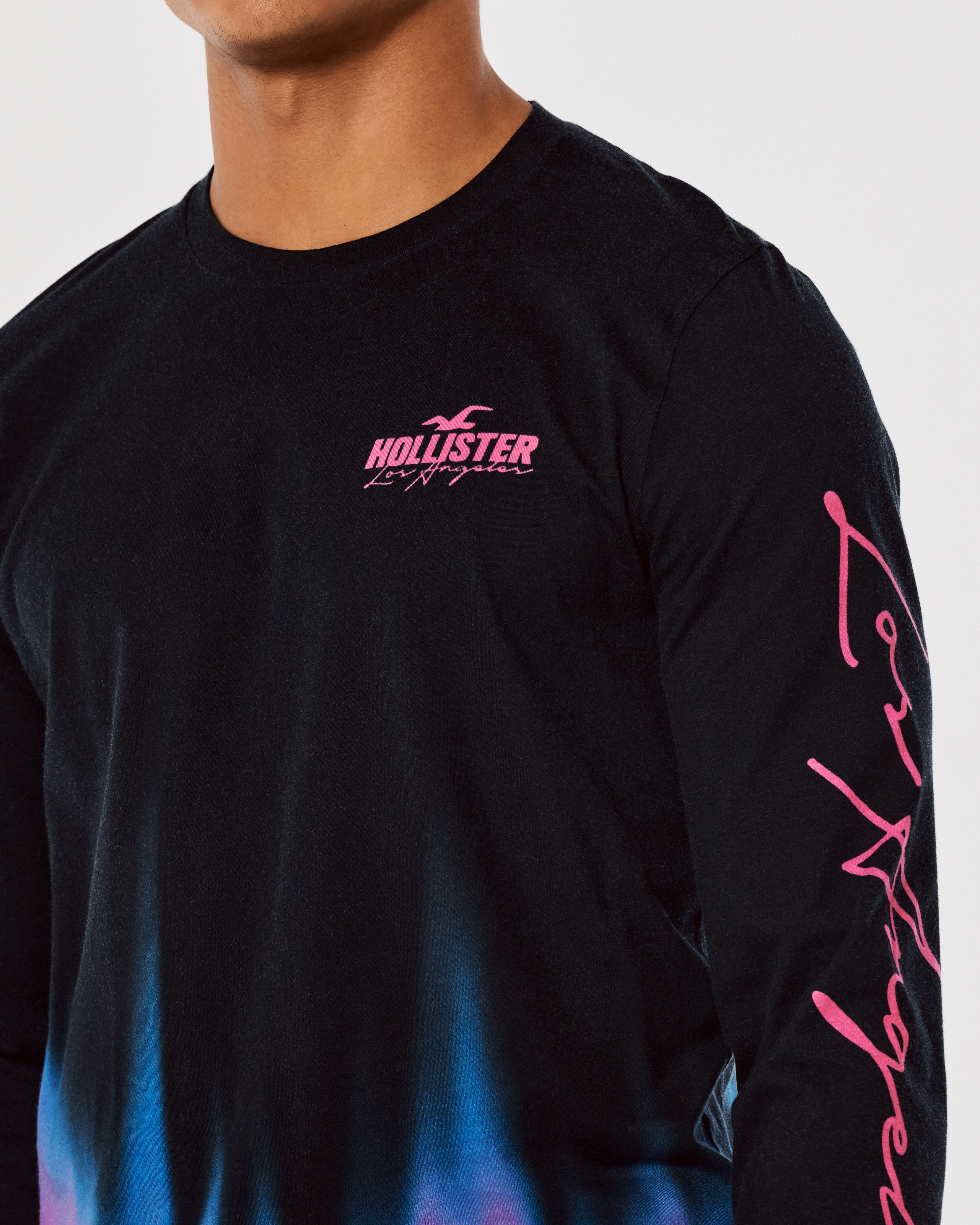 Hollister Long-Sleeve Ombre Print Logo Graphic Tee | Bramalea City