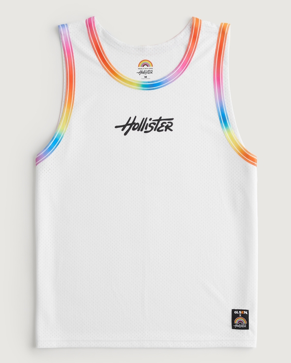 Pride Mesh Logo Graphic Tank, White