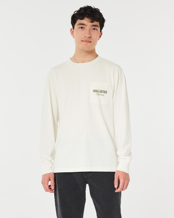 Hollister Relaxed Long-Sleeve Logo Graphic Tee