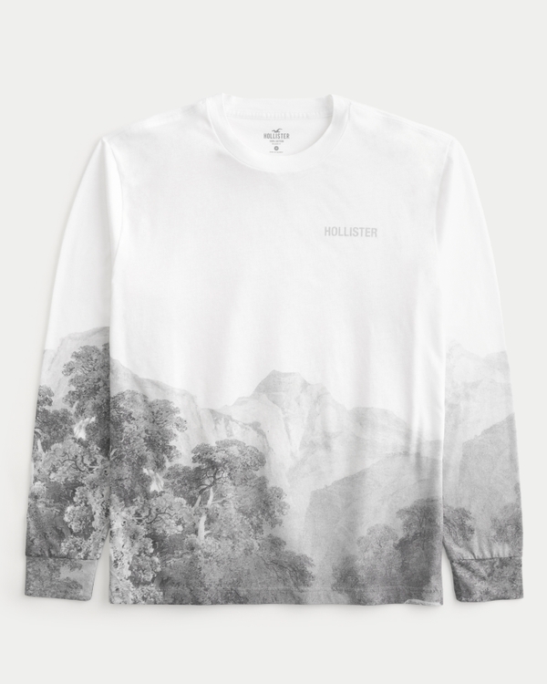 Men's Relaxed Long-Sleeve Scenic Logo Graphic Tee