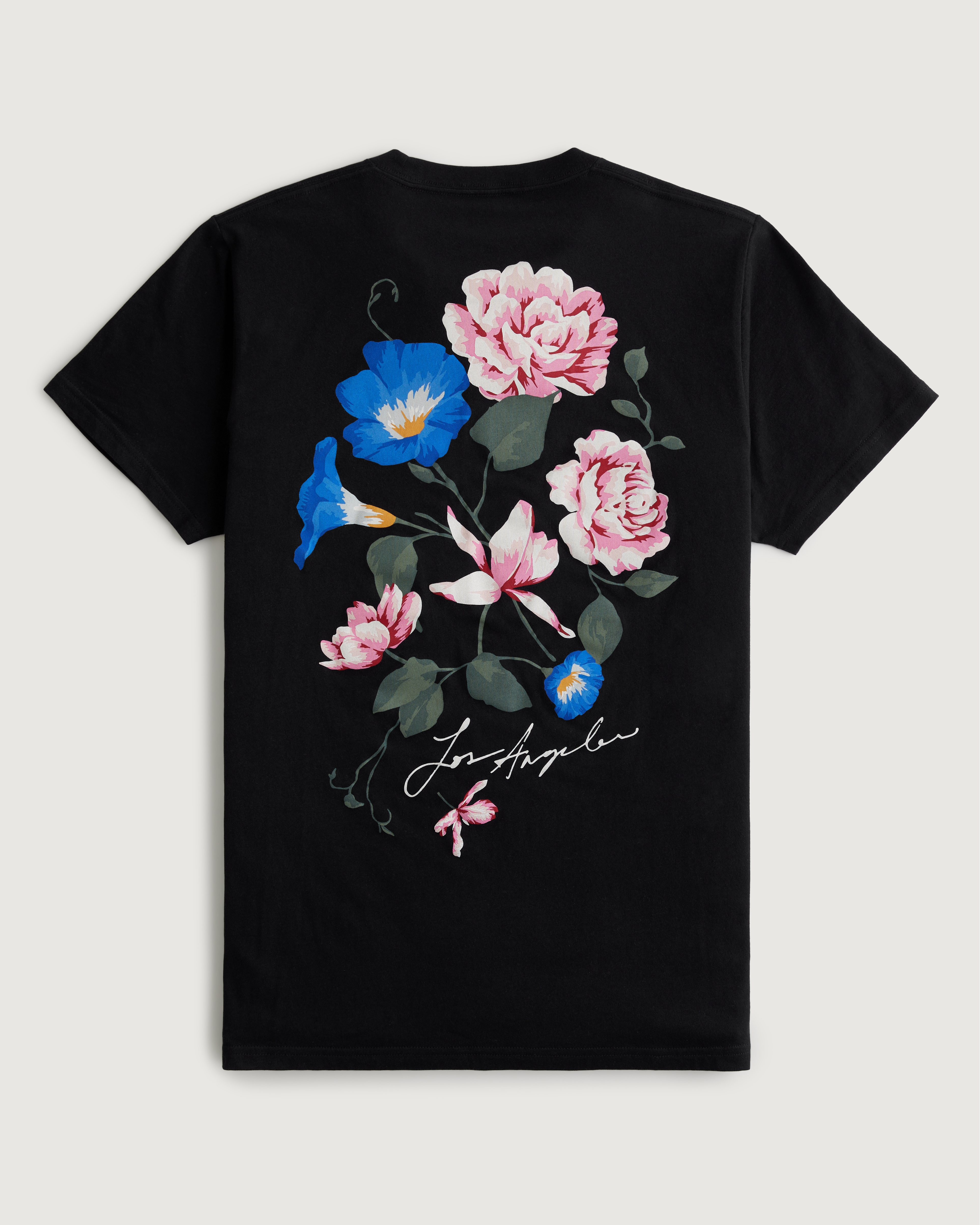 Hollister Graphic Tee T Shirt Women Long Sleeve Small Black Rose Roses