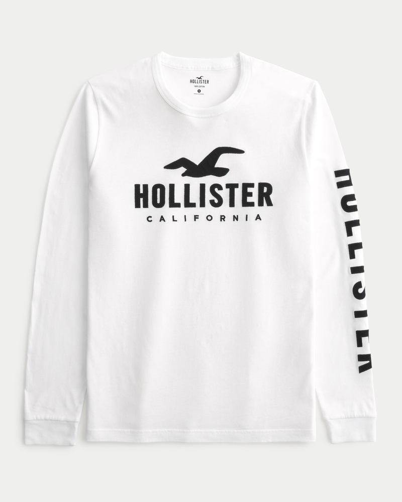 Hollister Men's Applique Graphic T-Shirt Crew Neck Logo Tee Size XS S M L  XL XXL