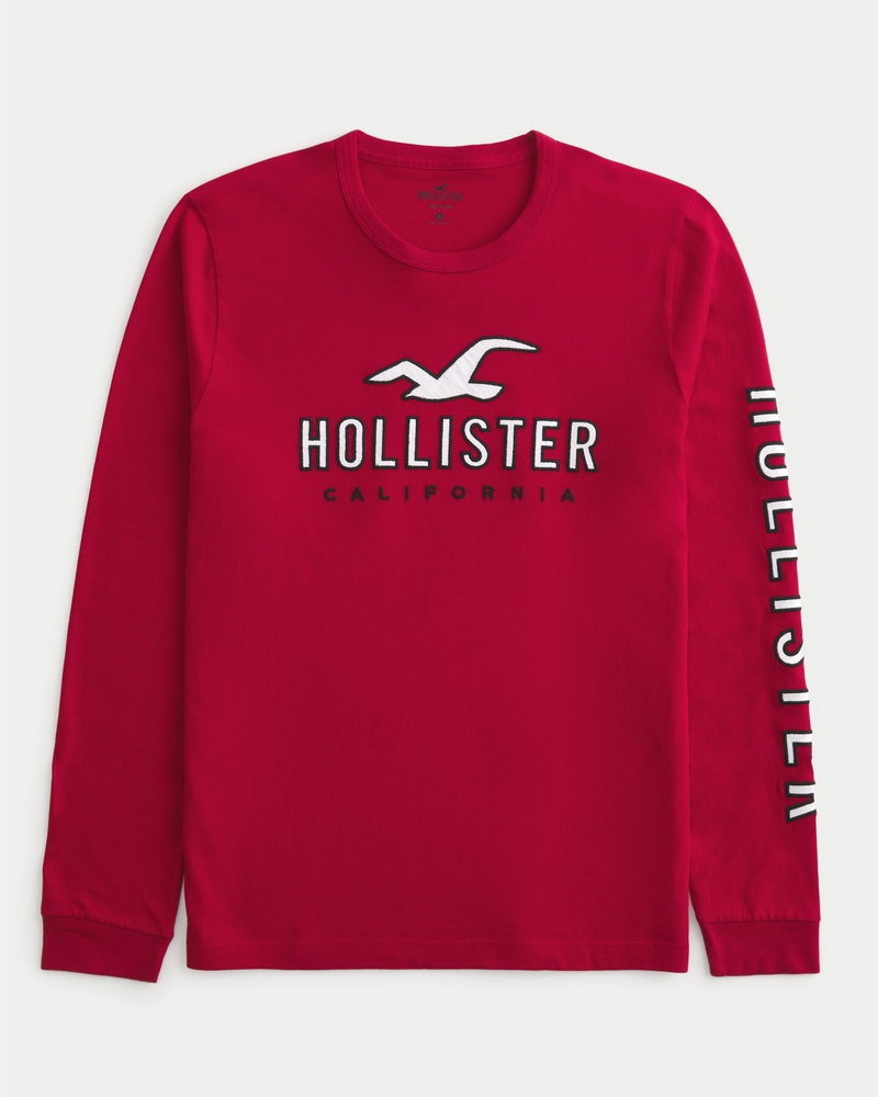 Red Hollister Sweatpants with Cali written down one - Depop