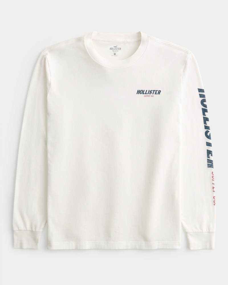 Hollister Long-sleeve Logo Graphic Tee in Grey