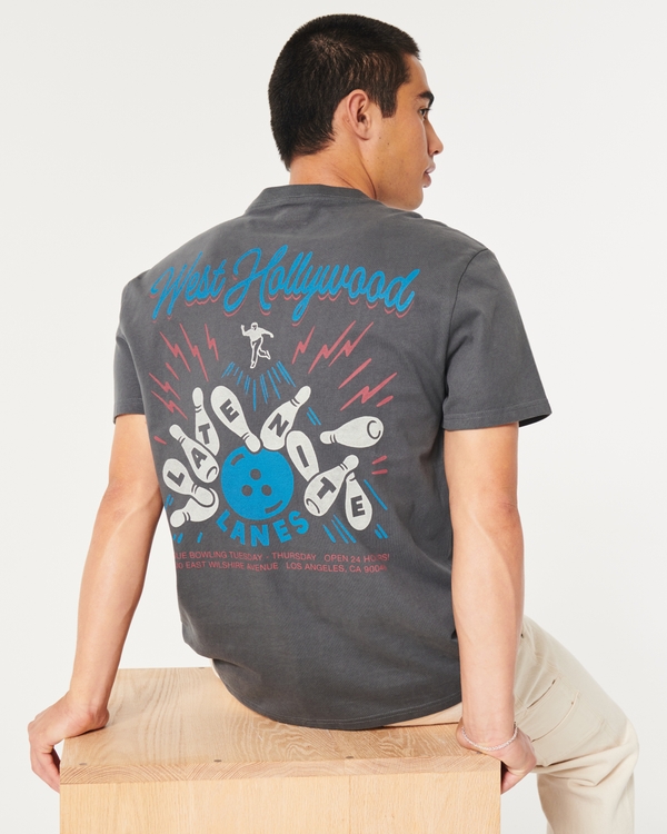 Relaxed Heavyweight West Hollywood Lanes Graphic Tee, Washed Black