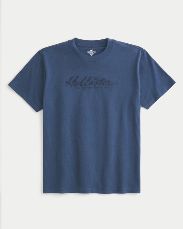 HOLLISTER Mens Graphic Top Long Sleeve XS Blue Cotton, Vintage &  Second-Hand Clothing Online