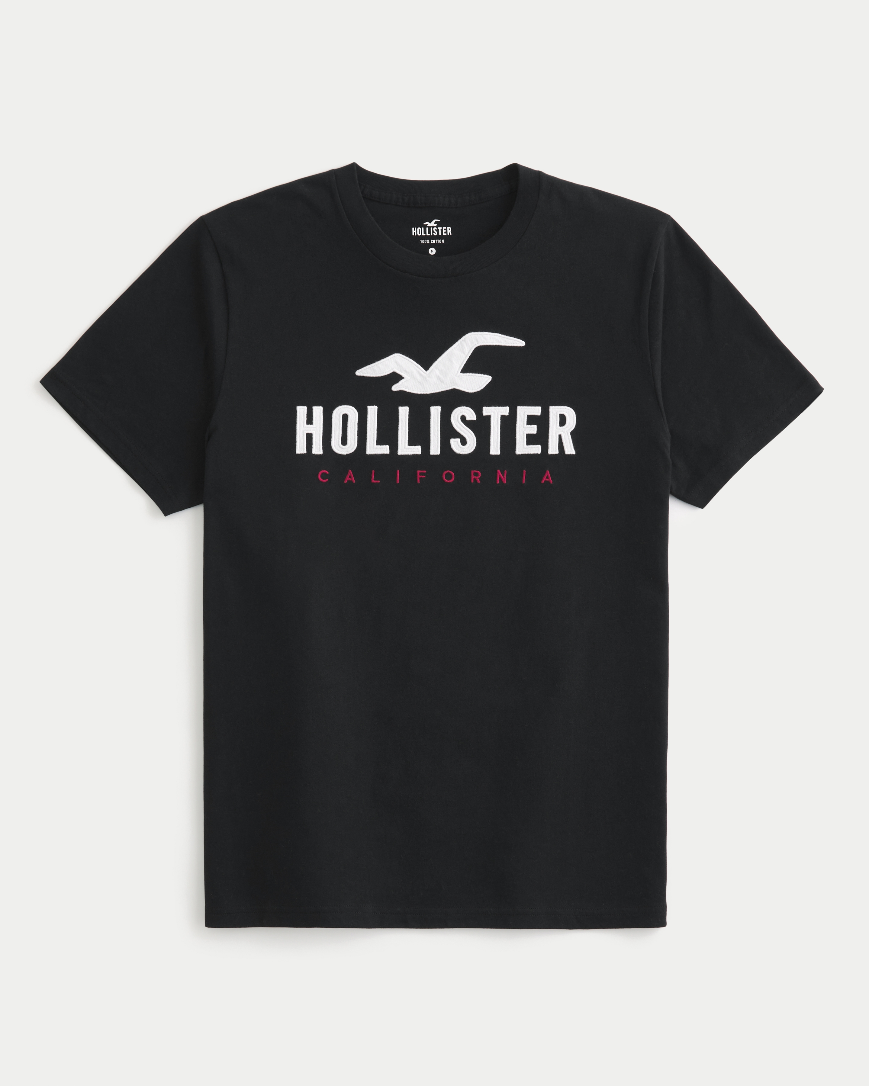 Men s Cotton Logo Graphic Tee in Black Size L from Hollister