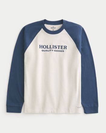 Men s Heavyweight Long Sleeve Raglan Logo Graphic Tee Men s Tops