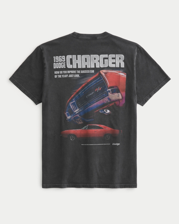 Relaxed Dodge Charger Graphic Tee, Washed Black