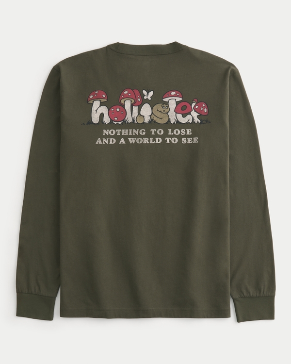 Hollister Co. RIBBED LOGO HENLEY - Long sleeved top - GREEN/dark