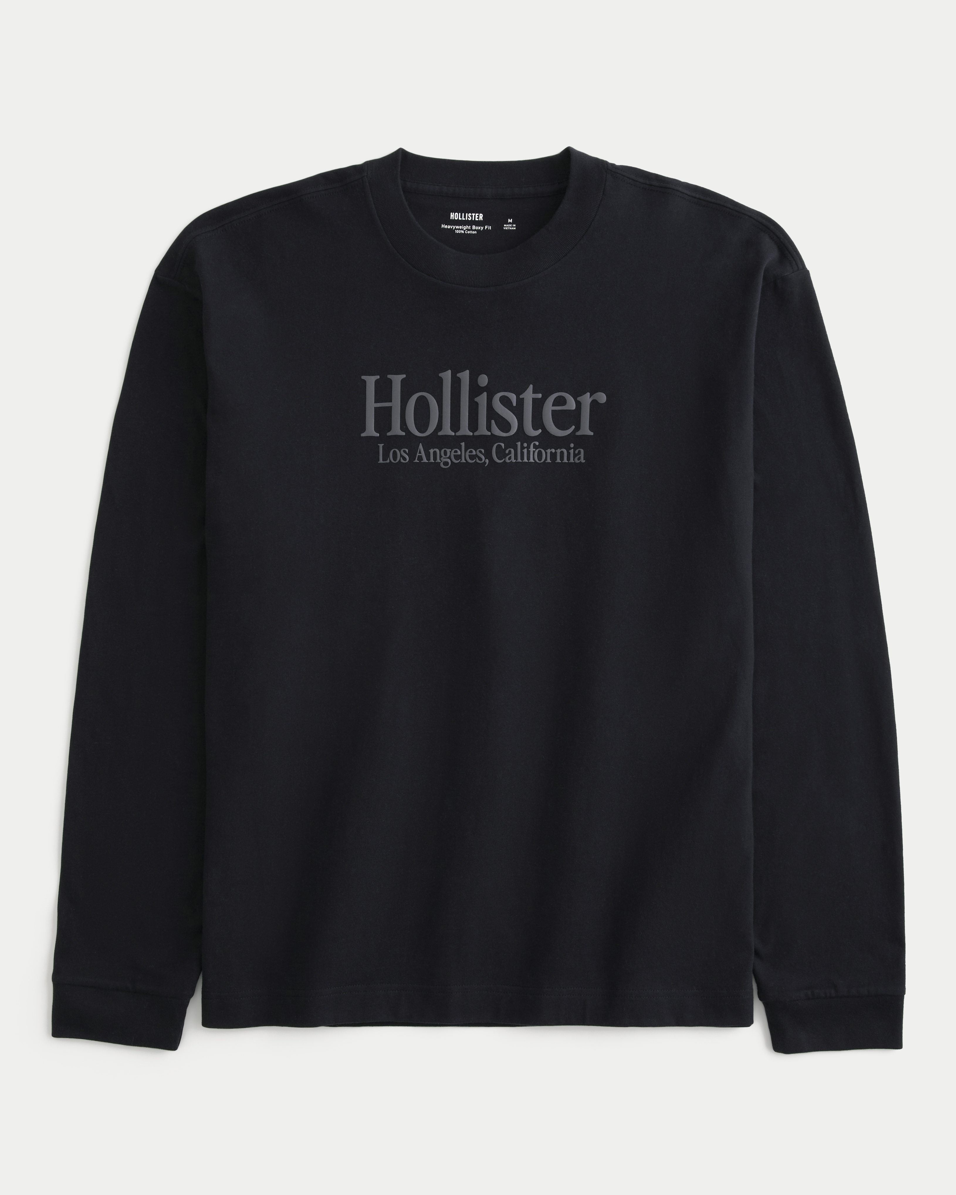 Men s Boxy Heavyweight Long Sleeve Logo Graphic Tee Men s Sale HollisterCo