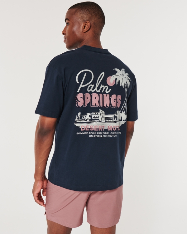 Boxy Palm Springs Graphic Tee, Navy