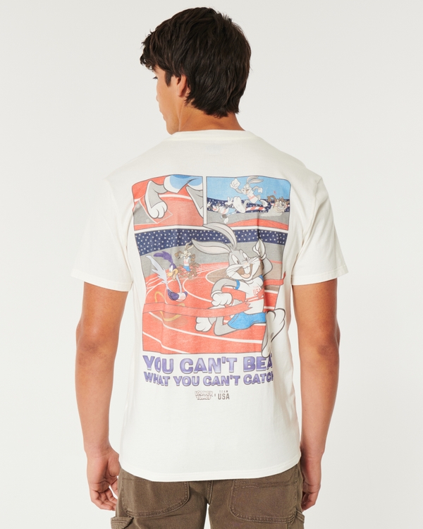 Relaxed Looney Tunes x Team USA Graphic Tee, Off White - Usa