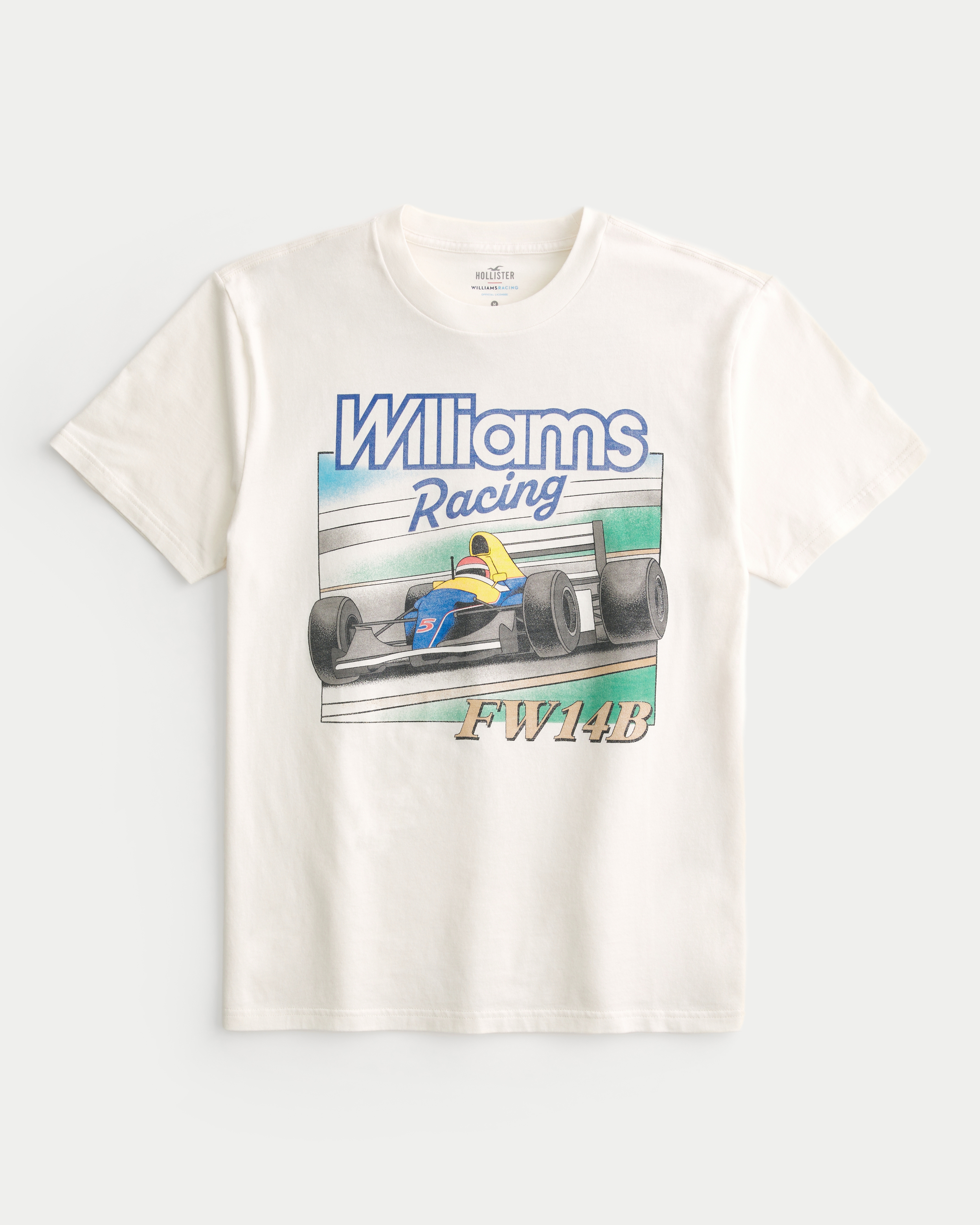 Men s Relaxed Williams Racing Graphic Tee in Cream Dd Size XXL from Hollister