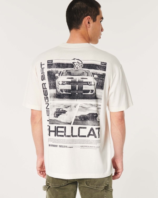 Boxy Dodge Hellcat Graphic Tee, Cream