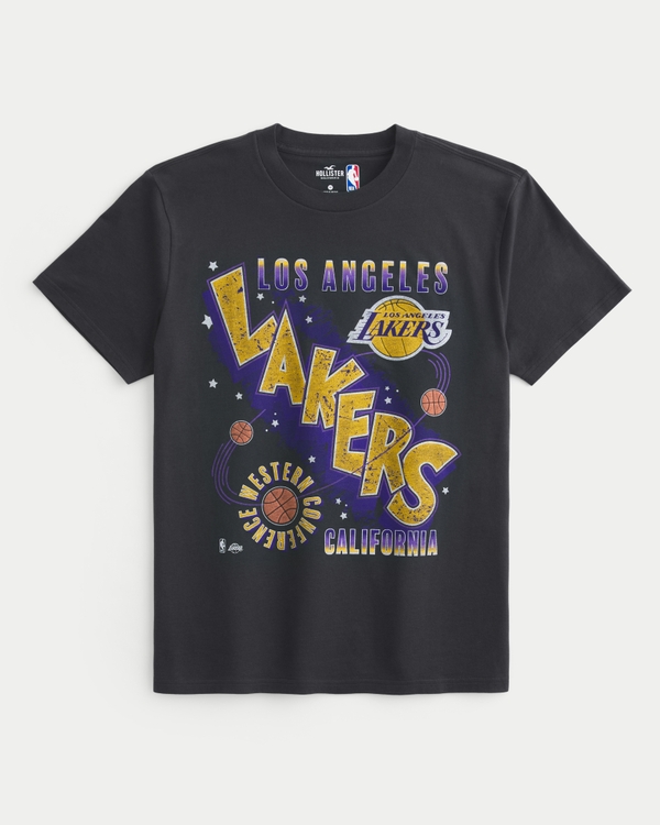 Relaxed Los Angeles Lakers Graphic Tee, Black