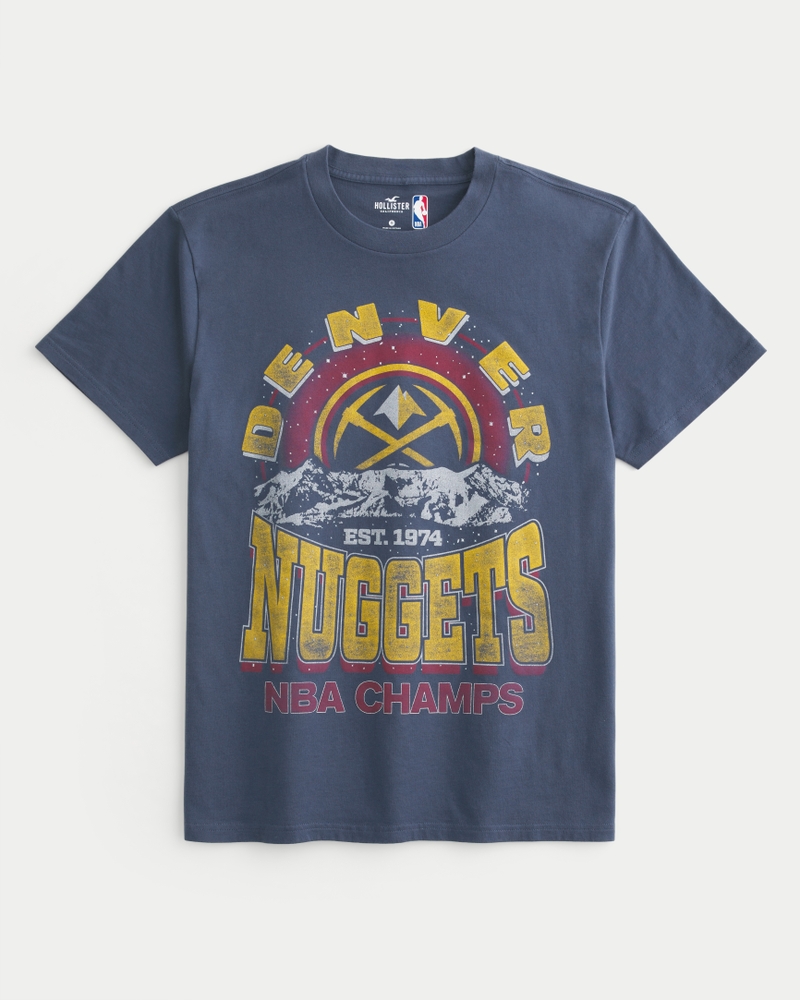 Men s Relaxed Denver Nuggets Graphic Tee in Faded Navy Size M from Hollister