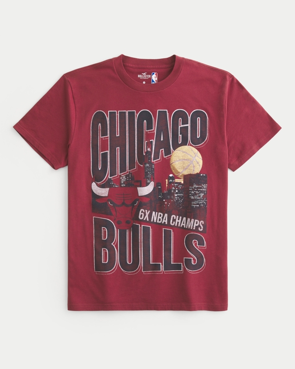 Relaxed Chicago Bulls Graphic Tee, Dark Red