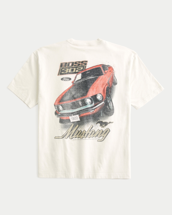 Boxy Ford Mustang Graphic Tee, Light Tan