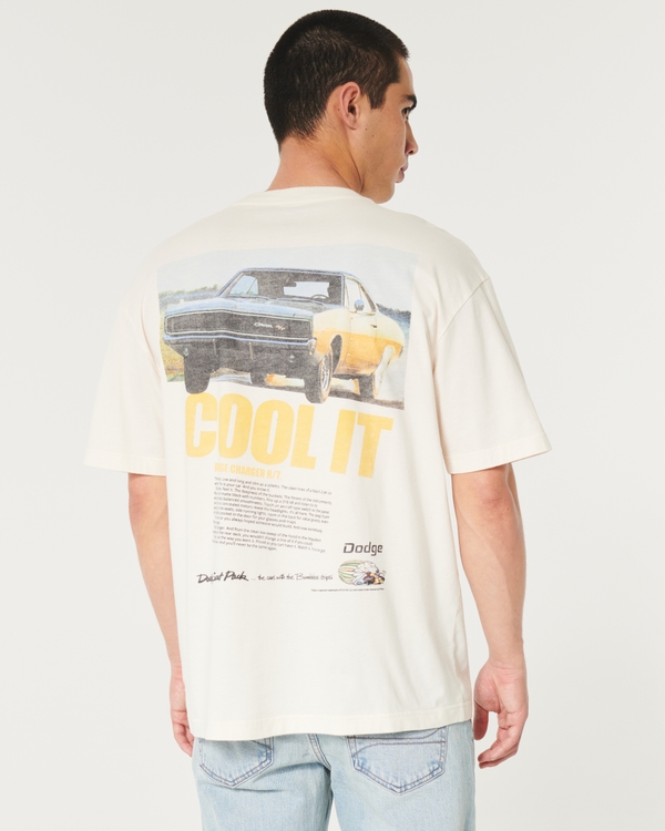 Boxy Dodge Charger Graphic Tee, Cream